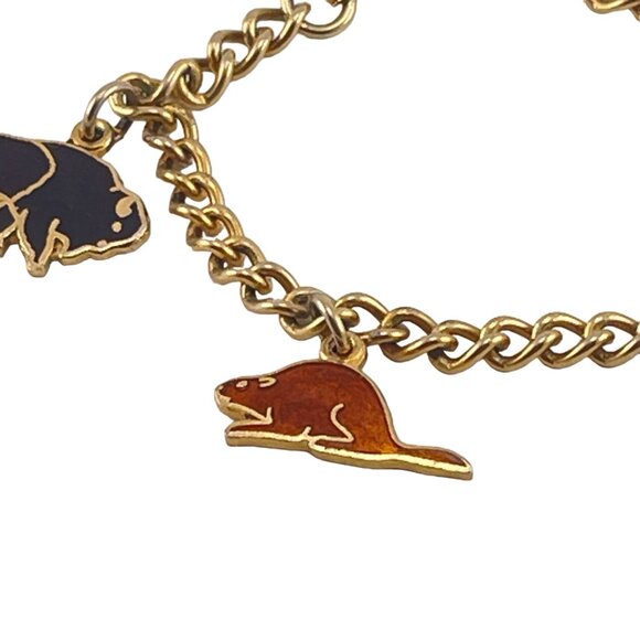 Montreal Enamel Charm Bracelet With Animal & Leaf Pendants - Picture 6 of 8